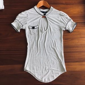 French Connection Keyhole stripe Top